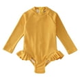 thumbnail image 1 of Mercatoo MercatooBaby Girl 𝐎ne 𝐏iece Swimsuit Long Sleeve Zipper Stripe Ruffle Swimwear Girls Rash Guard Beach Bathing Suit, 1 of 7