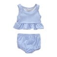 thumbnail image 1 of Mercatoo MercatooToddler Baby Girls Summer Swimsuit Sleeveless Striped Vest Bathing Suit 2Pcs Suit Girls Beach Bikini Swimwear, 1 of 9