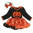 thumbnail image 1 of Mercatoo My 1st Halloween Outfit Baby Girls Pumpkin Romper Tutu Dress Headband Set Birthday P𝐚rty Dress up 𝐂ostume 2pcs Set, 1 of 9