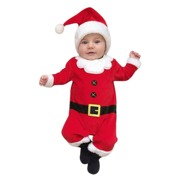 Mercatoo My First Christmas Baby Girl Boy Romper Newborn Clothes Long Sleeve Jumpsuit + Hat Infant Outfits Baby Bodysuits