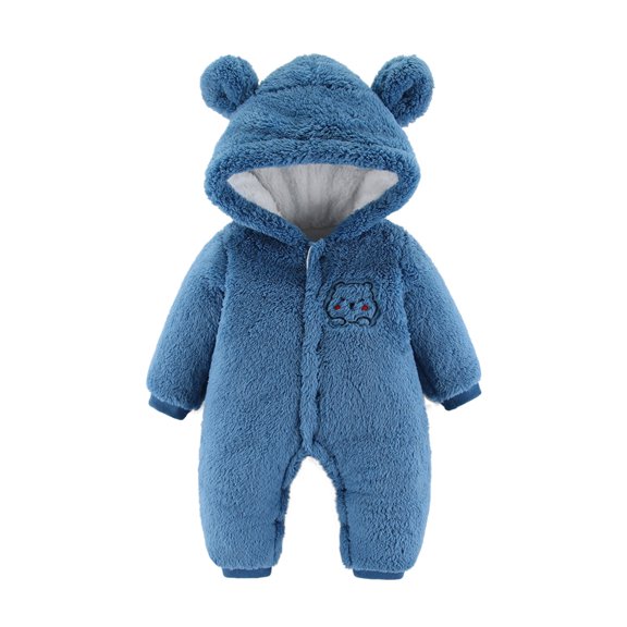 Mercatoo Newborn Baby Flannel Baby Fleece Snowsuit Jumpsuit Warm Dance Hooded Outfits Double Line Design