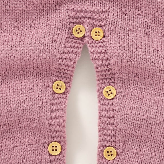 Mercatoo Newborn Baby Knitted Jumpsuit Overalls Striped Button Crotch Long Sleeve Rompe1 Sweater Infant Winter Warm Daily Onesi