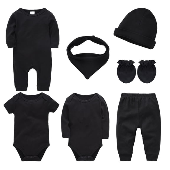 Mercatoo Newborn Clothes & Accessories Set 7 Pack Baby Boy Girl 𝐋ayette Set Unisex Cotton Outfits with Mittens Hats Gloves