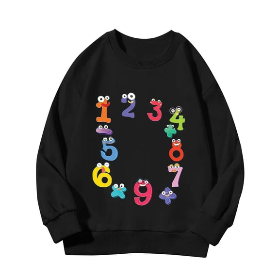 Mercatoo Number Print Girls Boys Pullover Sweatshirts Funny Colorful Cute Long Sleeve Cotton Casual Athletic Tops for Kids