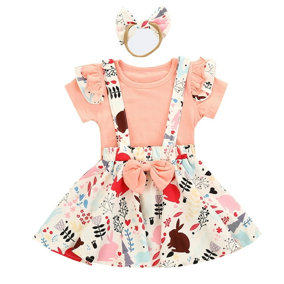 Mercatoo Outfits Bow Girl Animal Kids Skirt Suspender Toddler Baby Set 𝐑abbit Tops Girls Outfits&Set Baby Girl 12 to 18 Months Outfits