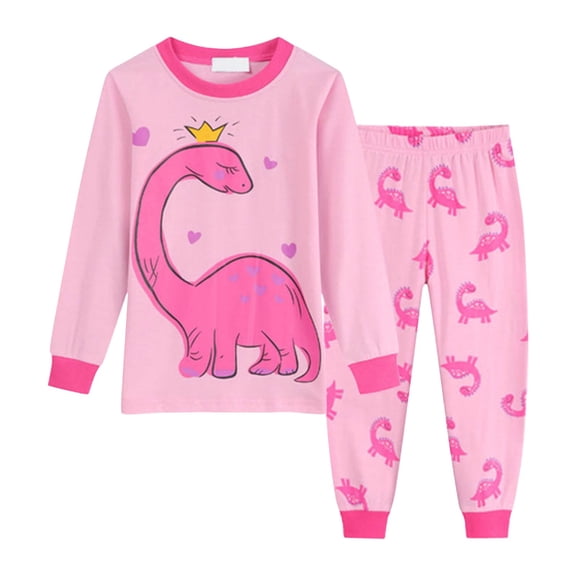Mercatoo Pink Cartoon Queen Dinosaur Pajama Set Dinosaur Toddler Girl Pajama Set 2t 7t Toddler Girl Clothes