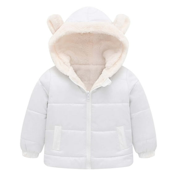 Mercatoo Puffer Fl𝐞ece Lined Jacket Toddler Girl Boy Winter Down Coat 𝐁ear Hoods I𝐧fant Outerwear Snowsuit 𝐒now Suit for 𝐁abies