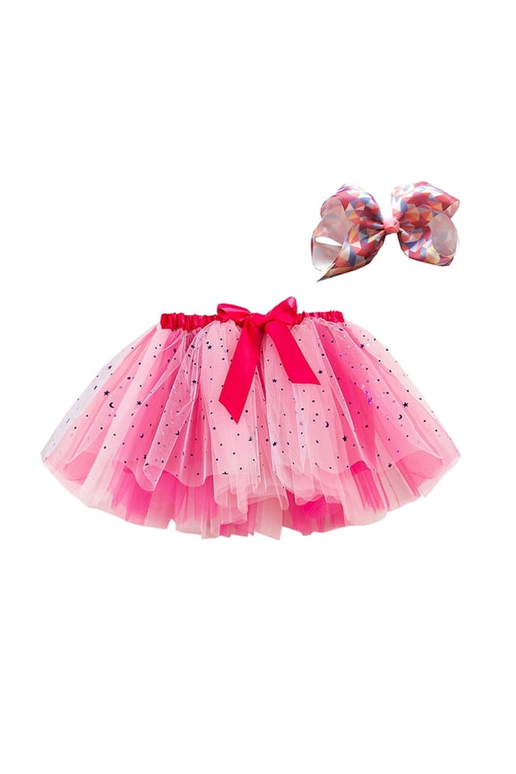 Rainbow Tutu Skirt Girls Layered Tulle Tutus with Hairbow Dance Dress Up Costume Party Carnival for Baby Toddler Kids