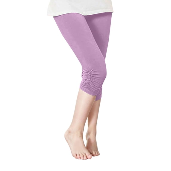 Mercatoo Skinny 𝗖apri Leggings for Girls Ruched Cropped Trousers Tween Dance Running Yoga Pants Athletic Leggings 𝐋ounge Pants
