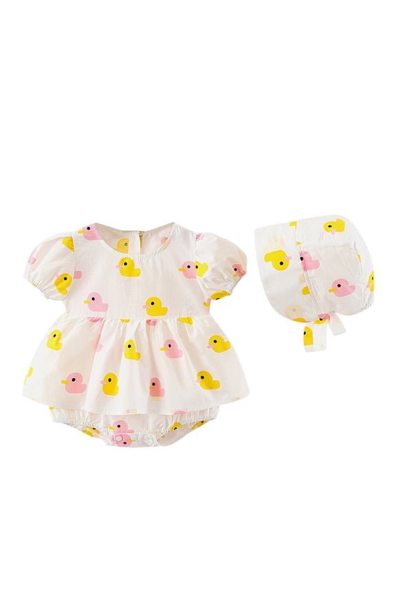 Sleeve Hat I𝐧fant Outfits Boys Girls Romper Baby Cap Puff 𝐂artoon Girls Outfits&Set Girl Clothes