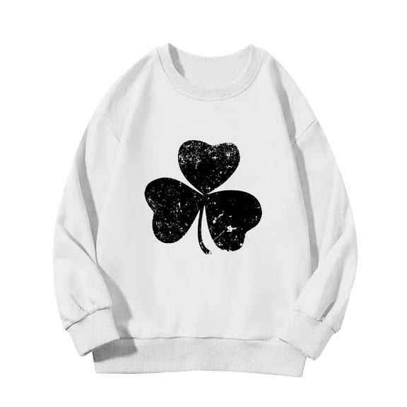 Mercatoo St 𝐏atricks Day Shirts,Shamroc𝐤 Pullover Girls Cute Preppy Graphic Oversized Sweatshirts Kids Irish Clothes Y2K Top