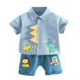 thumbnail image 1 of Mercatoo Suits for Boys Boys Pants Baby Girls Set Printed Outfits Dinosaur Summer 𝐂artoon Tops+Shorts Boys Outfits&Set 3 Month, 1 of 4