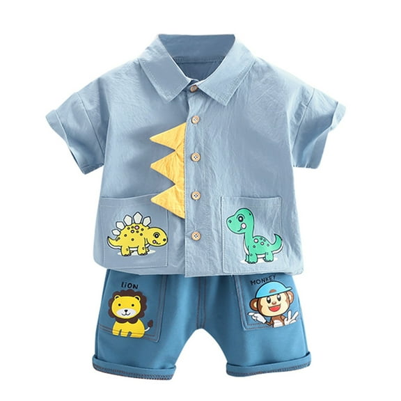 Mercatoo Suits for Boys Boys Pants Baby Girls Set Printed Outfits Dinosaur Summer 𝐂artoon Tops Shorts Boys Outfits&Set 3 Month