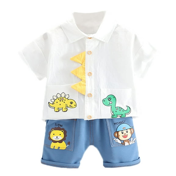 Mercatoo Suits for Boys Boys Pants Baby Girls Set Printed Outfits Dinosaur Summer 𝐂artoon Tops Shorts Boys Outfits&Set 3 Month