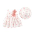 thumbnail image 1 of Mercatoo Summer Beach Set Outfit Dress+Hat Baby Princess Girls Little Heart Print Sleeveless Flower Kids Girls, 1 of 4