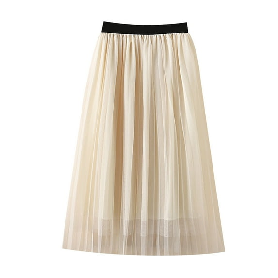 Mercatoo Summer Girls Half Skirt Seersucker 𝐏ress Pleated Mesh Half Skirt Wind Short Skirt for 1 to 10 Pocket Dress