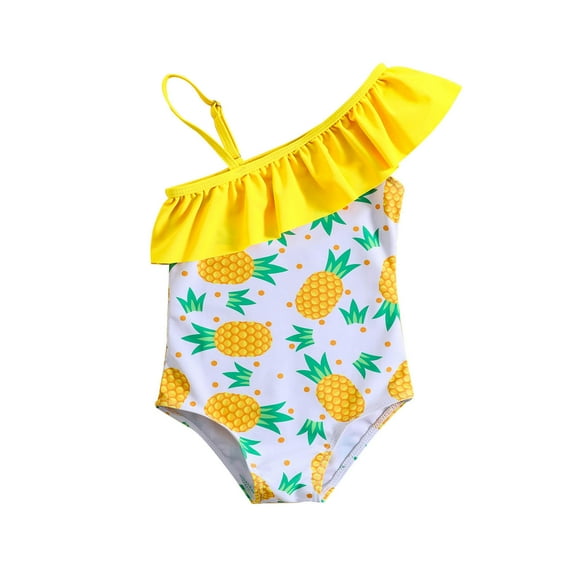 Mercatoo Summer Toddler Girls Ruffles Swimwear Cartoon Pineapple Prints Beach Swimsuit Bikini Children Bathing Suits Girls