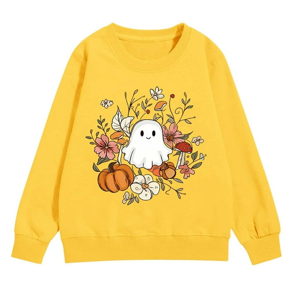Mercatoo Sweatshirt for Kids Halloween Long Sleeve Crewneck Pullover Cute Graphic Clothes Printed Casual Pullover
