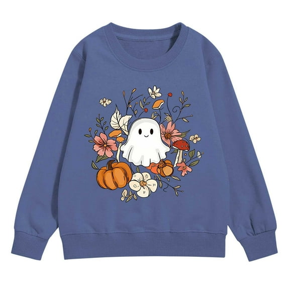 Mercatoo Sweatshirt for Kids Halloween Long Sleeve Crewneck Pullover Cute Graphic Clothes Printed Casual Pullover