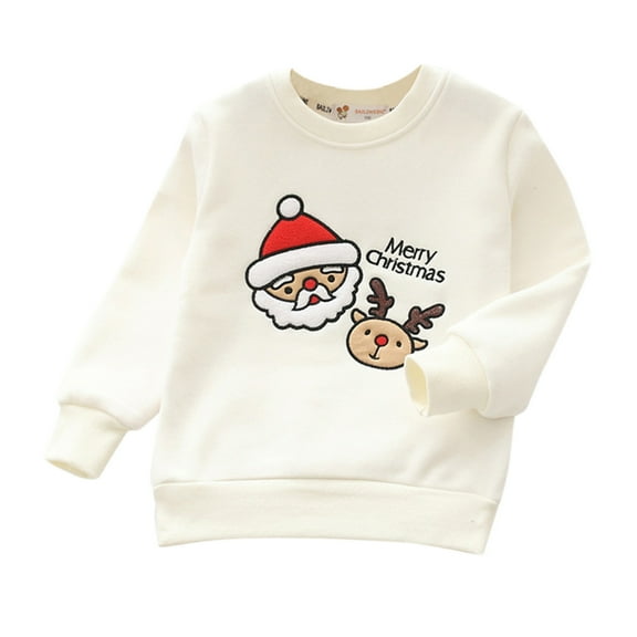 Mercatoo Sweatshirt for Toddler Baby Boys Girls, Cute Embroidery Long Sleeve Letter Pullover Sweatshirt Christmas Sweatshirt