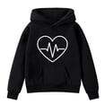 thumbnail image 1 of Mercatoo Teen Boys Girl's Fall/Winter Valentine's Day EKG Printed Padded Hoodies Pullover Pocket Stylish Sweatshirt, 1 of 3