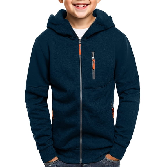 Mercatoo Teen Boys Zip up Ho𝐨dies Plain Thick Cargo Ho𝐨die Sweatshirts Youth Kids Fle𝐞ce Warm Jacket Outwear with Pockets