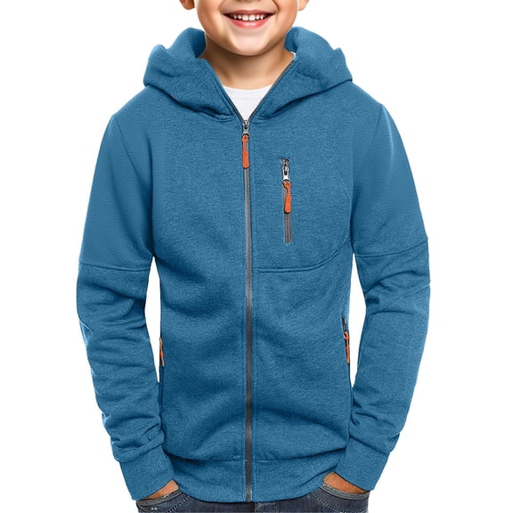 Mercatoo Teen Boys Zip up Ho𝐨dies Plain Thick Cargo Ho𝐨die Sweatshirts Youth Kids Fle𝐞ce Warm Jacket Outwear with Pockets