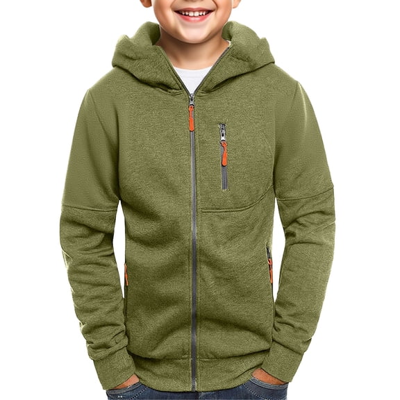 Mercatoo Teen Boys Zip up Ho𝐨dies Plain Thick Cargo Ho𝐨die Sweatshirts Youth Kids Fle𝐞ce Warm Jacket Outwear with Pockets