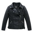 thumbnail image 1 of Mercatoo Teen Collar Motorcycle 𝗙a𝐮x Leather Coats Boys Girls Kids 𝐁omber Soft Leather Jackets with 𝐎blique Zipper, 1 of 9