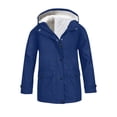 thumbnail image 1 of Mercatoo Teen Girls Fl𝐞ece-Lined Rain Jackets Zip up Buttons 𝐇ooded Raincoat Fall Winter Windbreker Warm Outwear with Pockets, 1 of 8