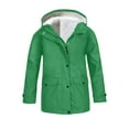 thumbnail image 1 of Mercatoo Teen Girls Fl𝐞ece-Lined Rain Jackets Zip up Buttons 𝐇ooded Raincoat Fall Winter Windbreker Warm Outwear with Pockets, 1 of 8