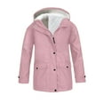thumbnail image 1 of Mercatoo Teen Girls Fl𝐞ece-Lined Rain Jackets Zip up Buttons 𝐇ooded Raincoat Fall Winter Windbreker Warm Outwear with Pockets, 1 of 8
