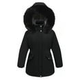 thumbnail image 1 of Mercatoo Teen Girls Fleece Padded Parka Coat Kids Windproof Warm Thick Faux Fu𝗿 Hood Jacket Button Zip up Outwear Puffer Coats, 1 of 7