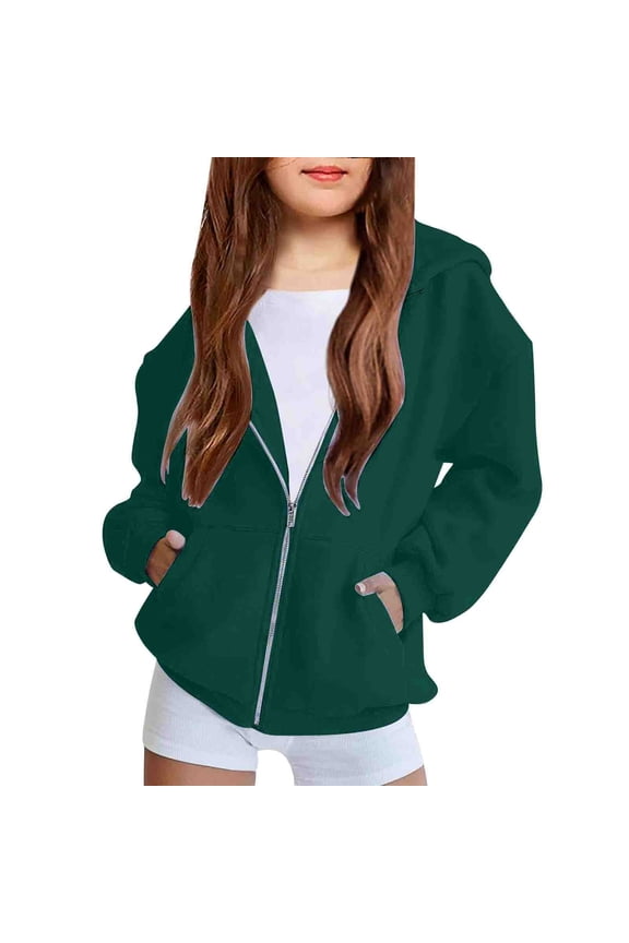 Teen Girls Oversiezd Zip Up Sweatshirts Cute Fleece Kids 𝗛oodie𝘀 Youth Long Sleeve Fleece Active Sport Jacket Coat