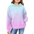 thumbnail image 1 of Mercatoo Teen Girls Ribbed Hoodies Gradient Color Cute Trendy Pullover Hoodie with Pockets Kids Fleece Warm Sweatshirts Clothes, 1 of 7