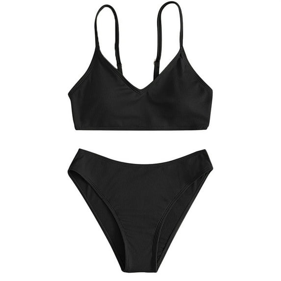 Mercatoo Teen Girls' Swimsuits 2Pcs V-Neck Stripe Bikini Adjustable Shoulder Straps Tankini Bathing Suit Girls Summer Swimwear