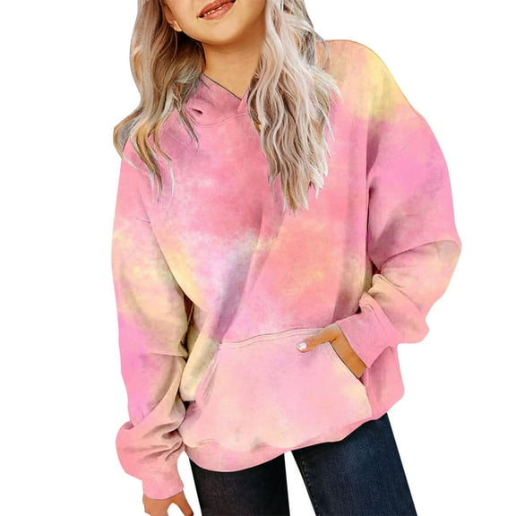 Mercatoo Teen Girls Tie Dye Cute Hoodies Cotton Fleece Warm Pullover Sweatshirts Tween Kids Long Sleeve Hoodie with Pockets
