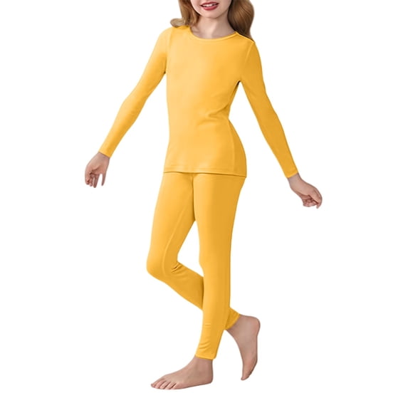 Mercatoo Thermal Underwear for Kids 2 Piece Slim Long Sleeve Shirt and Leggings Set Girls Boys 𝐒tretch Winter Base Layer