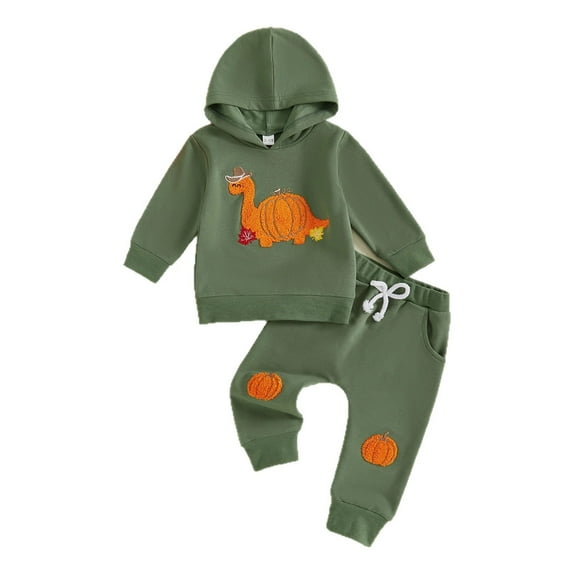 Mercatoo Toddler 2 Piece Jogging Set Cute Pumpkin Dinosaur Hoodies+straight Sweatpants Baby Boys 𝐅𝐥eece Warm Sweatsuits Outfits