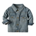thumbnail image 1 of Mercatoo Toddler Baby Basic Denim Jacket Boys Girls Long Sleeve Button Jeans Coat Cowboy Casual Lapel Outwear with Pocket, 1 of 9