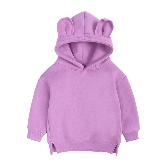 Mercatoo Toddler Baby Boy Girl Long Sleeve Solid Hoodie Sweatshirts Cute Ear Hoodies Pullover Tops Casual Fall Winter Outfits