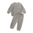 thumbnail image 1 of Mercatoo Toddler Baby Boys Girl Solid Color Outfit Set Sweatsuit Crewneck Sweatshirt Sweatpants Pants Fall Winter Kids Clothes, 1 of 5