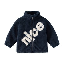 Mercatoo Toddler Baby Boys Girls Baseball Fleece Jacket Coat Warm Kids Zipper Up Vertical Collar Outwear Fall Winter Clothes