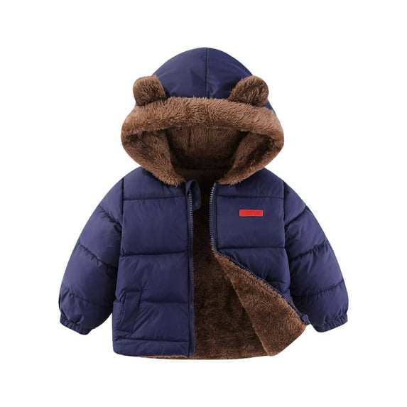 Mercatoo Toddler Baby Boys Girls Fl𝐞ece Lined Jacket Cute Sweatshirt 𝐖aterproof Padded Coats Kids Fuzzy Puffer Jacket 𝐁ear Ears
