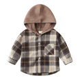 thumbnail image 1 of Mercatoo Toddler Baby Boys Girls Hooded Jacket Long Sleeve Shirt Buffalo Plaid Button Down Jacket Tops Outfit Fall Winter Clothes, 1 of 4