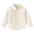 thumbnail image 1 of Mercatoo Toddler Baby Boys Shirt Lapel Collar Button Down Solid Lightweight Long Sleeve Tops Fall Casual Comfy Clothes, 1 of 7
