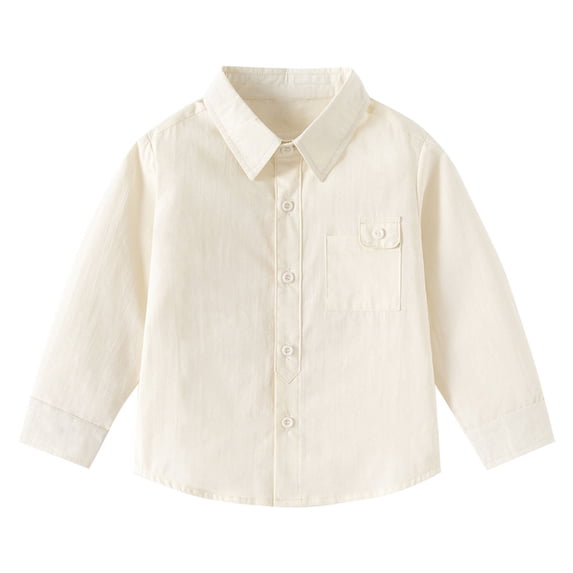 Mercatoo Toddler Baby Boys Shirt Lapel Collar Button Down Solid Lightweight Long Sleeve Tops Fall Casual Comfy Clothes