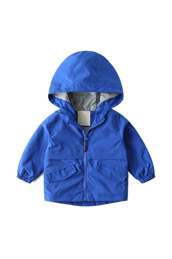 Toddler Boys Windbreaker Casual Outerwear Kids Lightweight Zip Hooded Jacket Little Girls Boys Rain Jacket Dust Coat