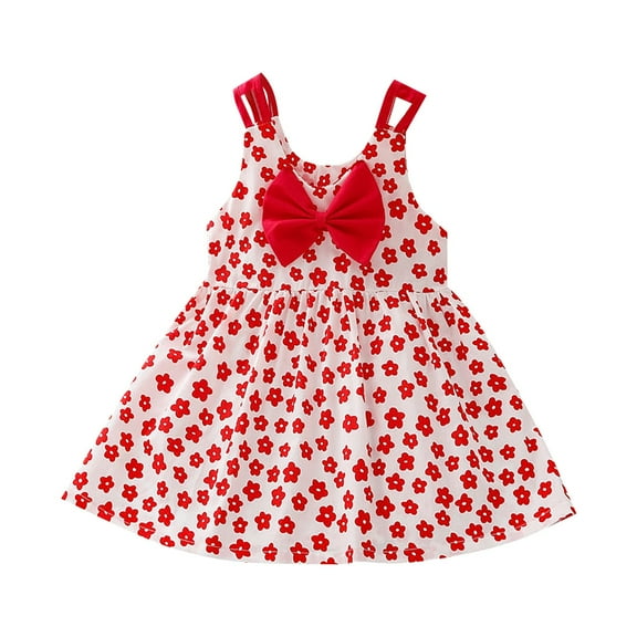 Mercatoo Toddler Baby Girl Dress Sleeveless Strap Knit Tutu Floral Princess Sundress Kids Summer Beach Casual Dress