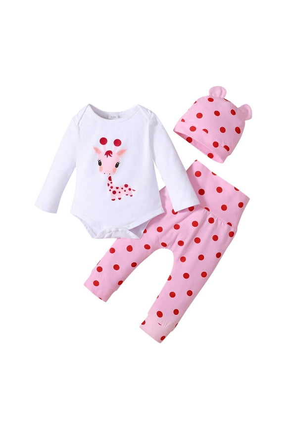 Toddler Baby Girl Fall Clothes 3 6 12 18 Months Outfits Long Sleeve Cartoon Cotton Romper Pants Winter Sets